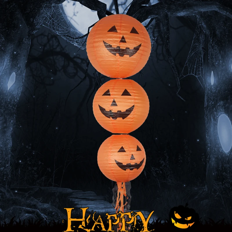 Бумажный Хеллоуин тыква подвесной фонарь DIY вечерние украшения Статуя страшно