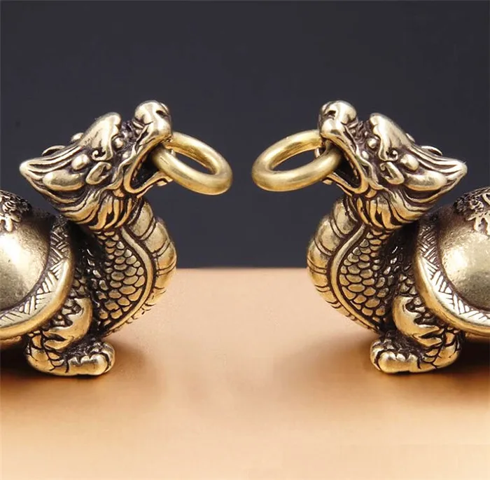 Fengshui китайская винтажная Коллекционная Подвеска из чистой латуни Бог дракон