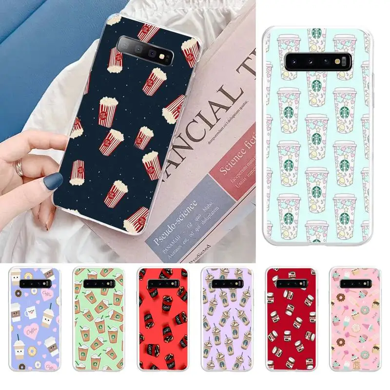 

Coffee Cake Cheese Phone Cases For Samsung Galaxy S10 S10e S8 S9 Plus S7 Edge Note10 9 8 Soft Transparent TPU Cove