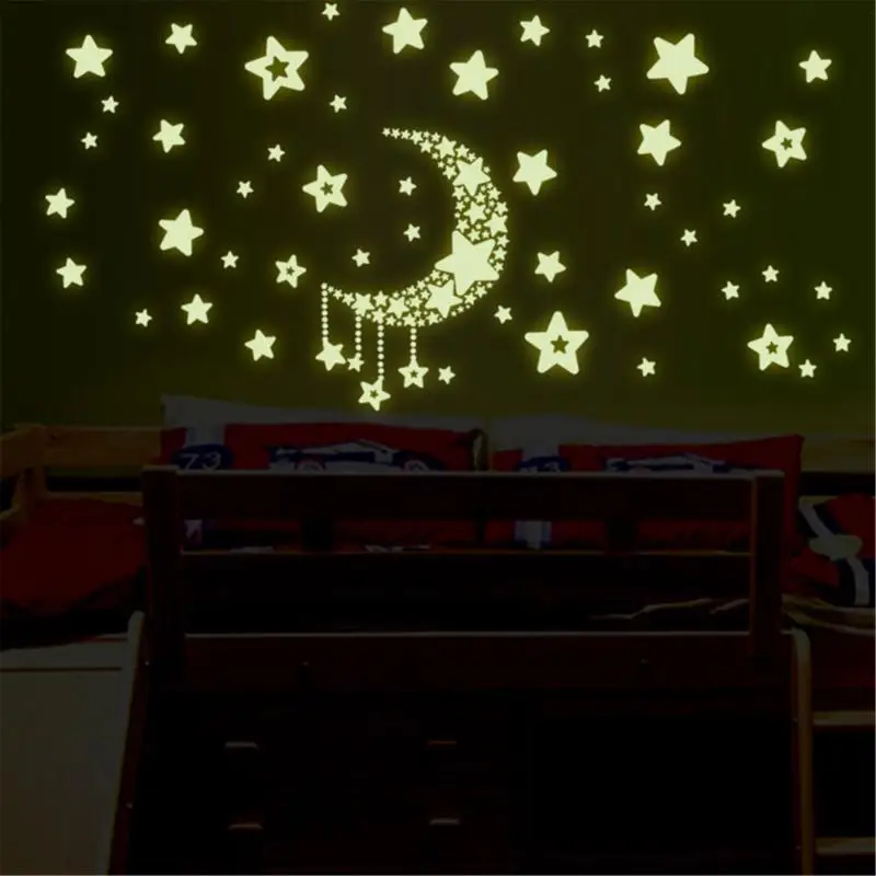 Светящиеся Лунные звезды дневные наклейки на стену для детской спальни