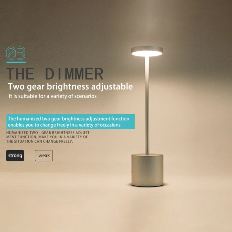 

Современная алюминиевая Светодиодная настольная лампа с регулируемой яркостью для ресторана, беспроводная перезаряжаемая USB Батарея 5200mA д...