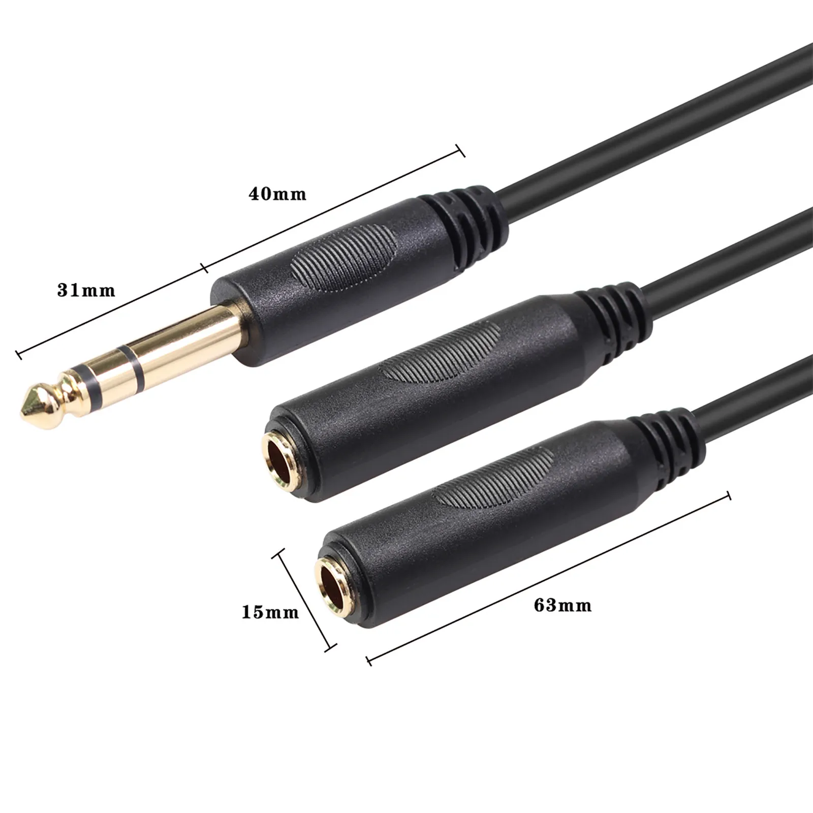 

6.35 Stereo Large Three Core One Male Two Female Audio Adapter Cable Y Splitter Stereo Audio Adapter High Quality Original