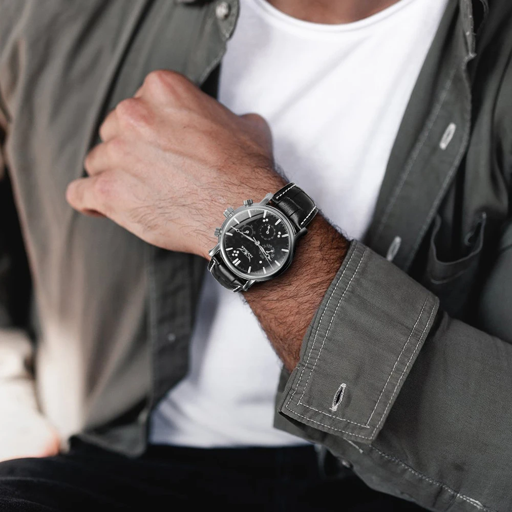 Часы мужские механические Автоматические с кожаным ремешком s 2020 | Наручные часы