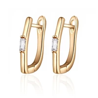 simple rectangle gold stud earring with square cubic zirconia copper plated cz earrings for women exquisite jewelry gifts