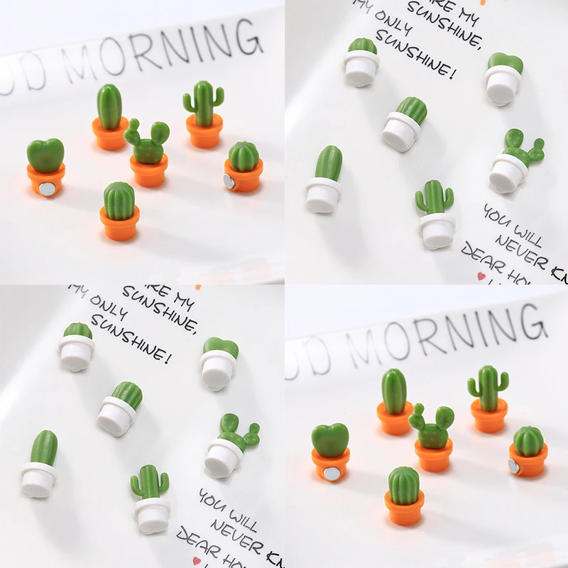 

Creative Cute Refrigerator Paste Cactus Shape Green Plants Magnetic Paste Home Fridge Decoration Lovely Note Stick Magnet 1Set