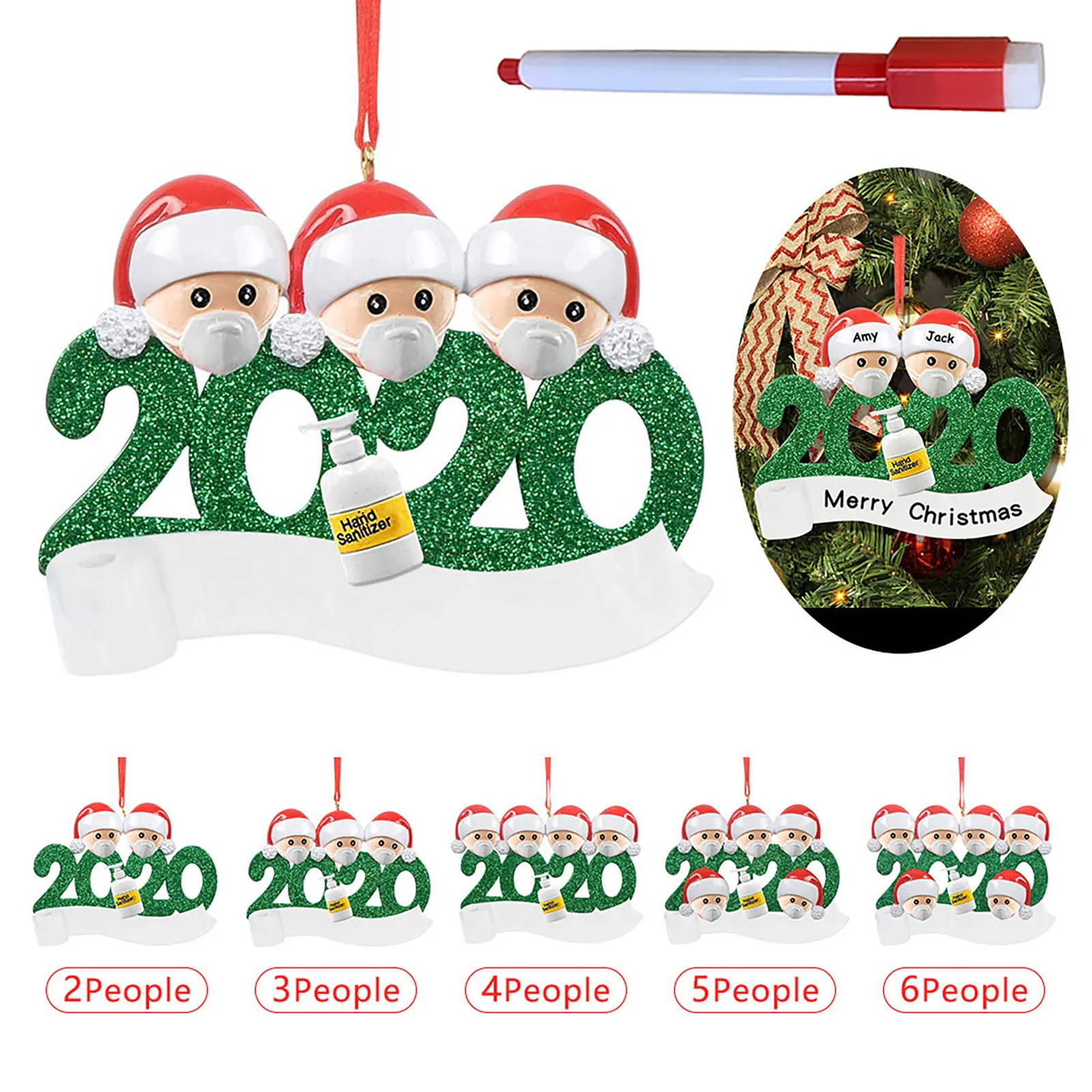 Персонализированное украшение для семейства (1) 2020 рождественские праздничные