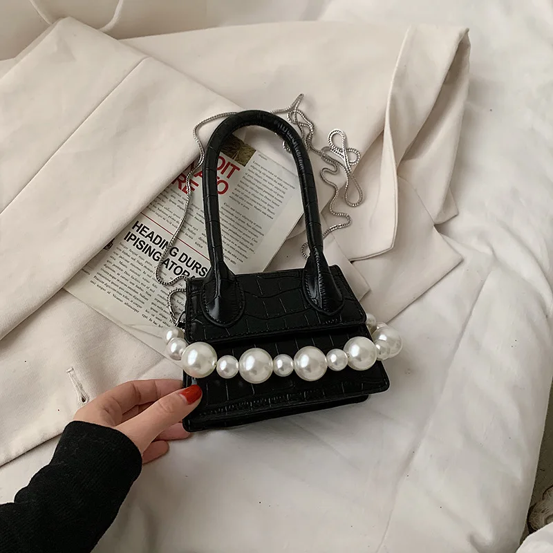 

Hot-selling Mini Small Bag Female Summer2021new Trendy Fashion Pearl Portable Small Square Bag Net Red Ocean Chain Messenger Bag