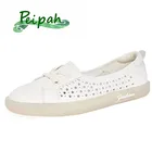 Женские кожаные балетки PEIPAH, на плоской подошве, со шнуровкой, повседневные, однотонные