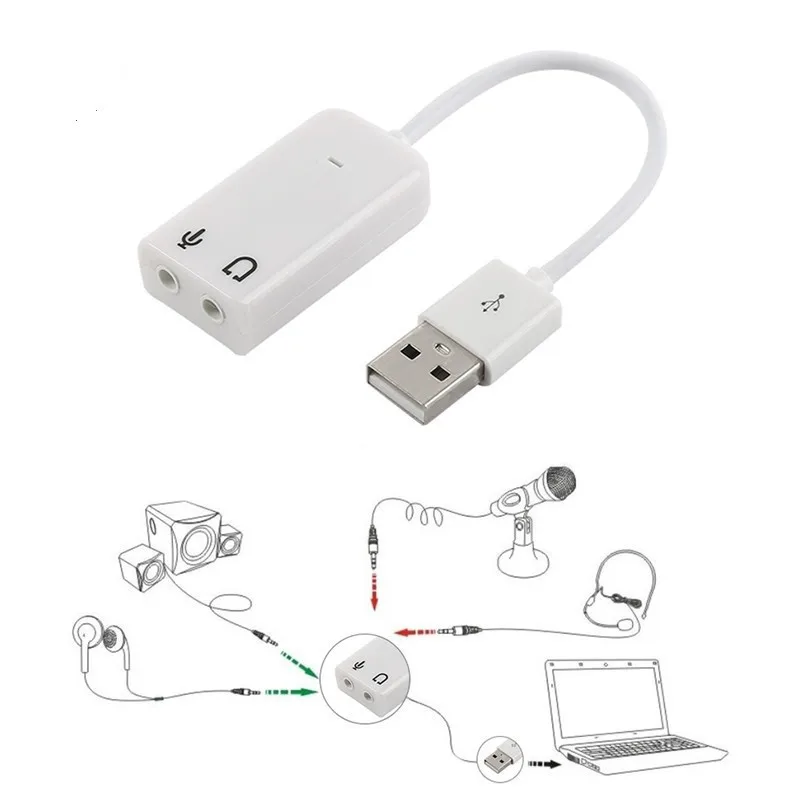 

Liser Multi-Color USB External Sound Card Adapter 3.5mm Headset Microphone 3D Audio Suitable For Office Computers