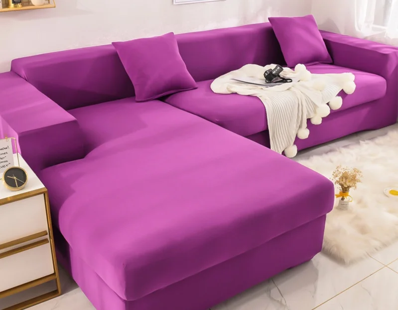 

Solid Color Polyester Elastic Sofa Covers for Living Room Concise Style Furniture Slipcovers Protector 1/2/3/4 Seater