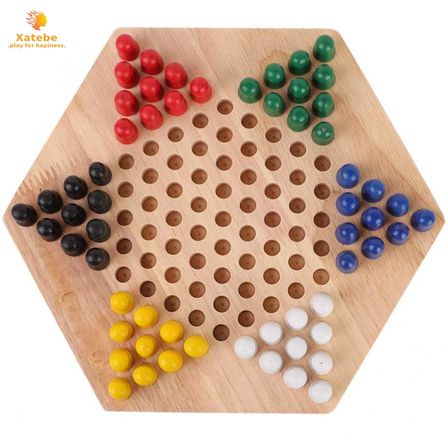 

Chinese Checkers Set Wooden Educational Board Kids Classic Checkers Set Strategy Board Set Kid Family Toy Chess board game Gift