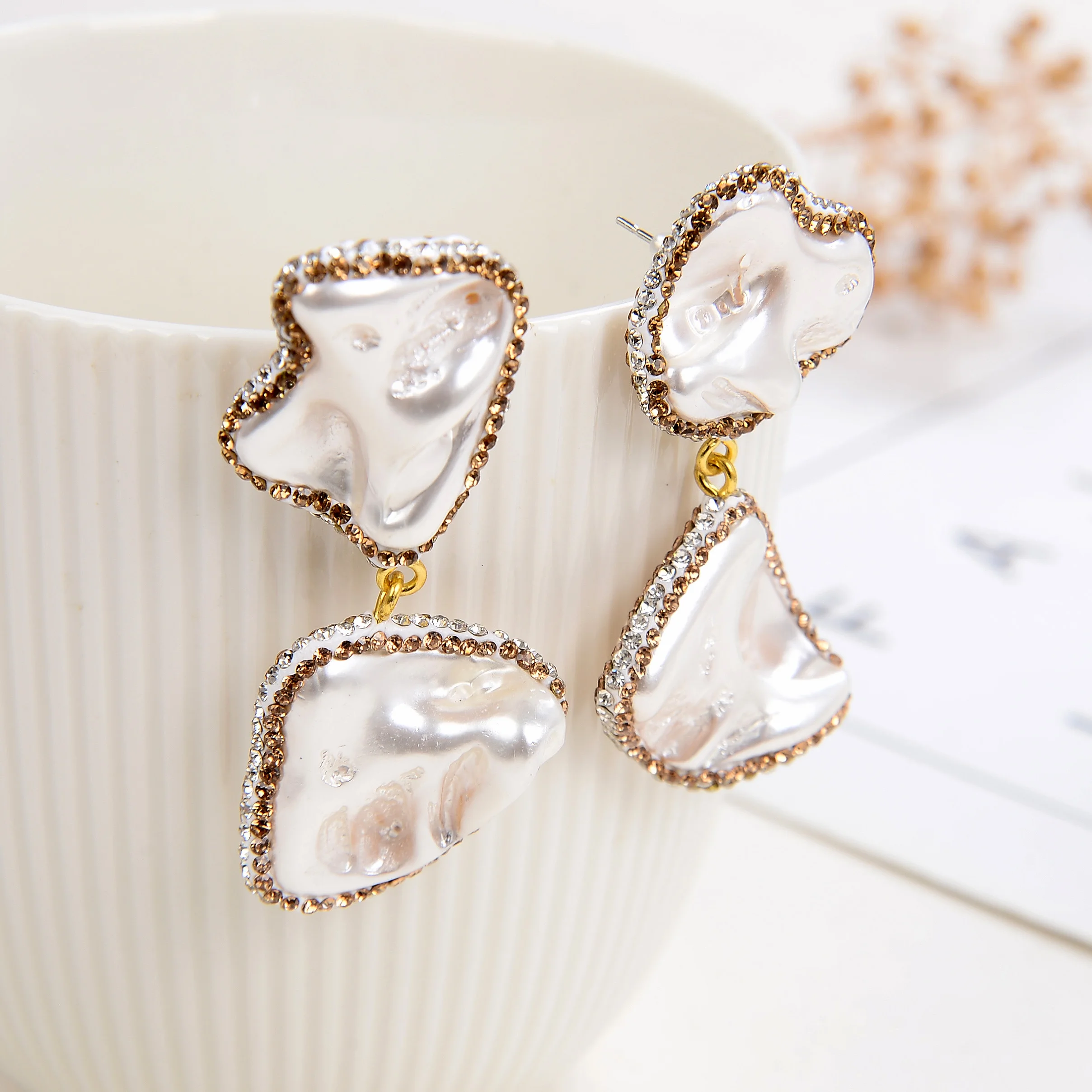 Новое поступление роскошные розовые висячие серьги из искусственной ракушки для