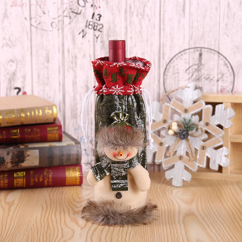 1/3/4Pcs Creative Christmas Red Wine Bottle Set Xmas Dinner Party Santa Claus Snowman Elk Cover Cloth Gift Bag | Дом и сад