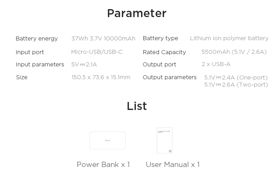 Красный mi power bank 10000 мАч usb type C mi power bank 20000 Qi быстрое зарядное устройство Портативная зарядка повербанк Внешняя батарея