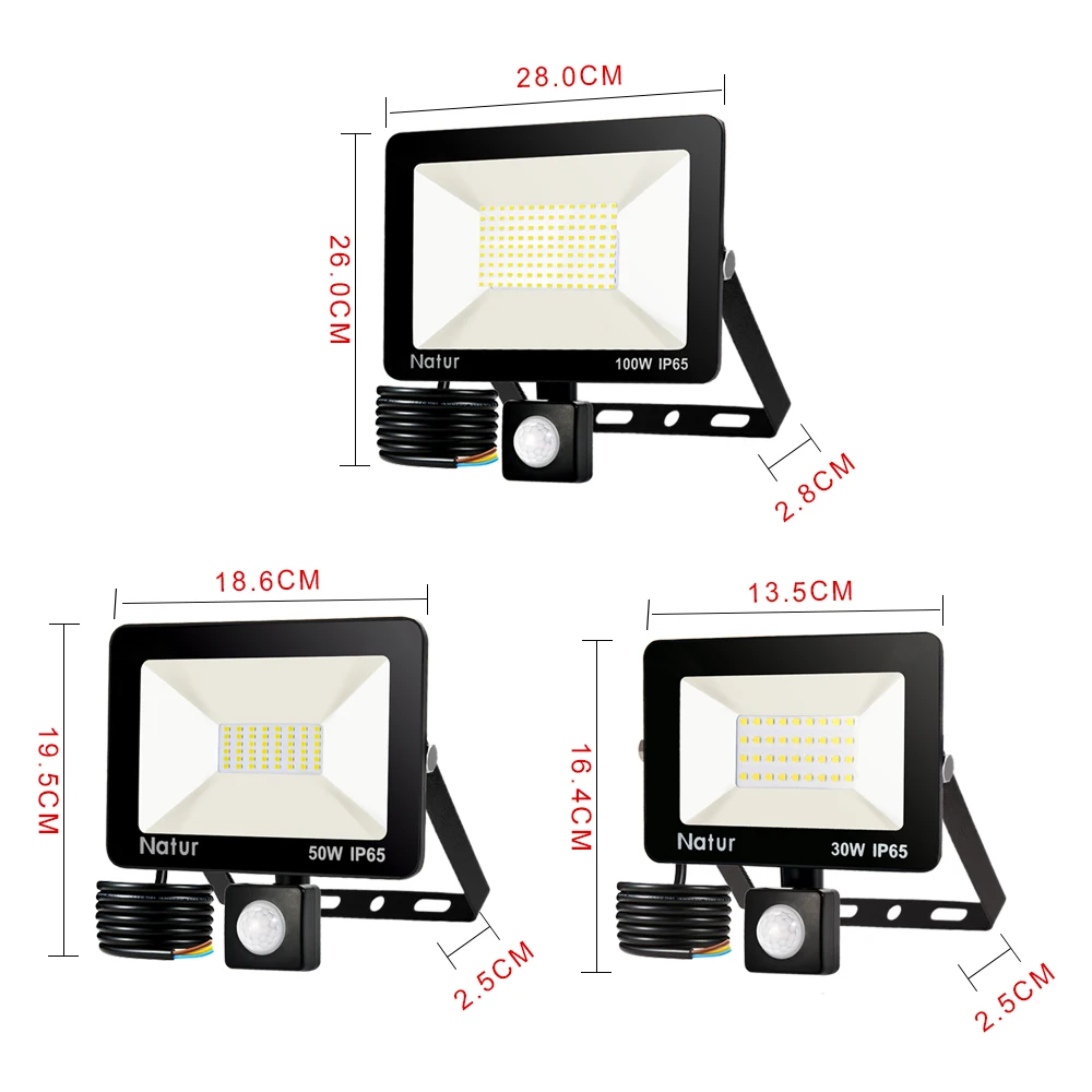 Датчик движения светодиодный прожектор 220V10W 30W50W100W150W IP65 наружный Светодиодный точечный светильник Настенный светильник отражатель светодиодный водонепроницаемый прожектор светильник