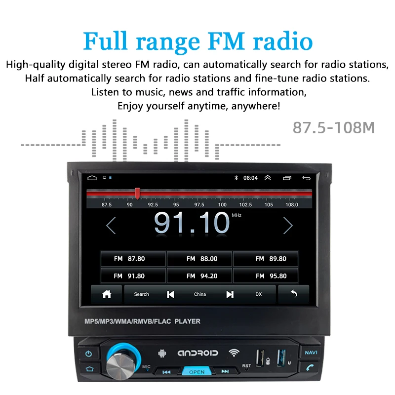 Автомобильное радио 1 Din Bluetooth 7 дюймов FM Carplay 3 USB Android Mirror Link MP5 плеер GPS навигация WIFI
