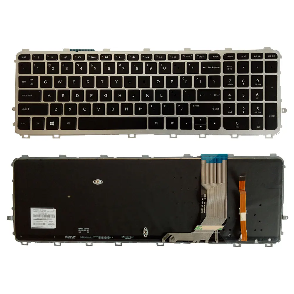 

US Laptop keyboards for HP envy 15-J 15T-J 15Z-J 15-J000 15t-j000 15z-j000 15-j151sr English silver frame backlight keyboard
