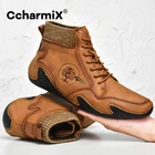 CcharmiX Большие размеры 47 48; Мужские ботинки; Обувь; Модная женская кожаная обувь для мужчин ботильоны ручной работы теплые носки для зимы сапоги с мехом