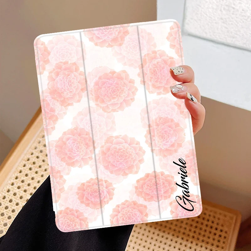 

Pink Flowers Cover for iPad Air4 10.9 10.5 10.2 Inch 5th 8th 9th Generation12.9 for iPad Pro Mini 5 6 Silica Gel Protective Case