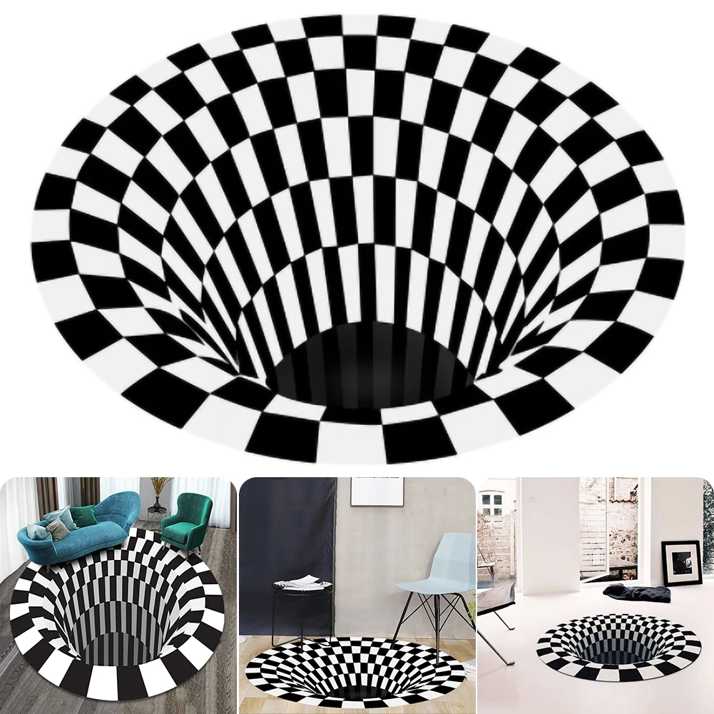

Home Carpet and Mats 3D Three-dimensional Black&White Stereo Vision Mat Living Room Doormat Tea Table Sofa Illusion Carpet