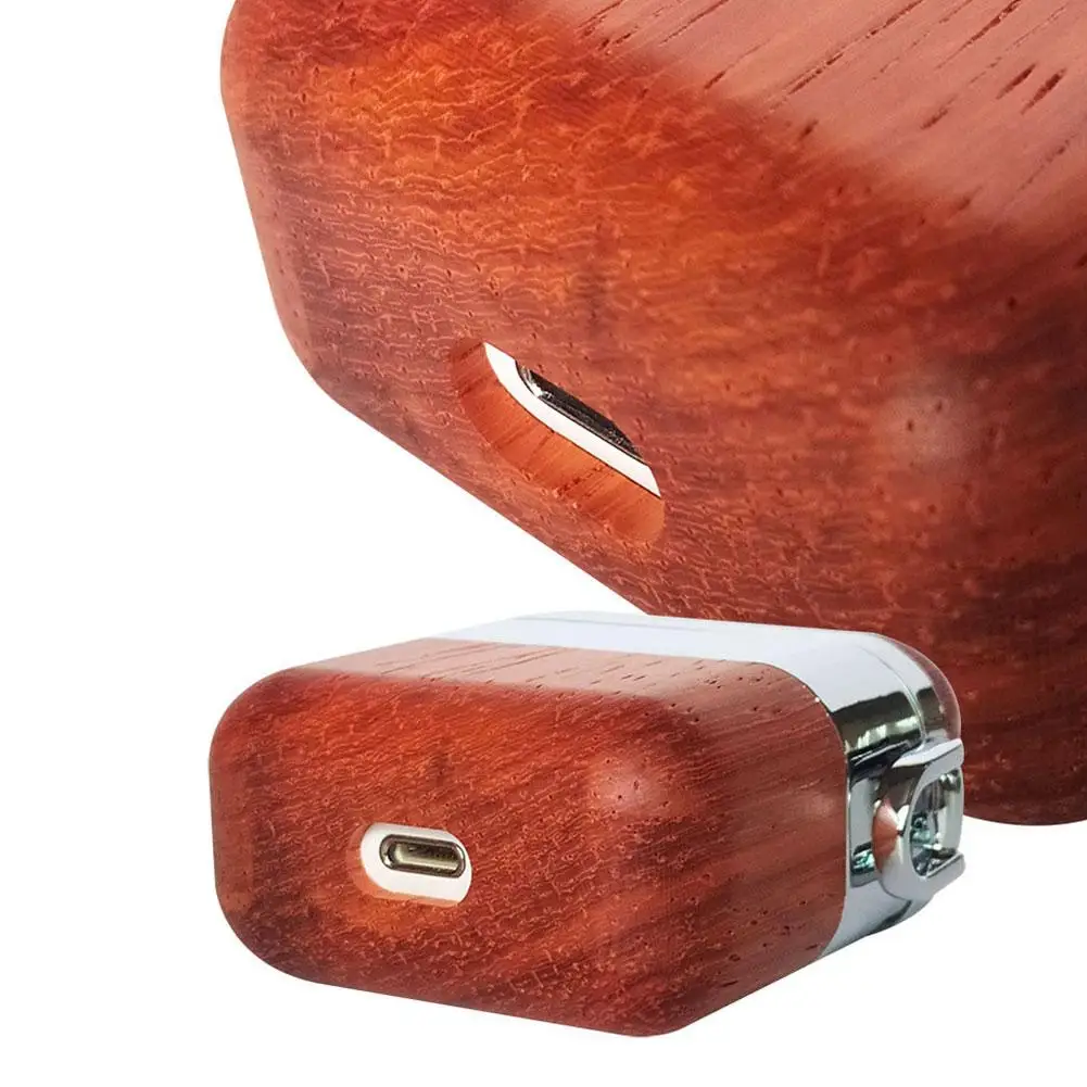 New Stainless Steel Solid Wooden Cover Bluetooth Wireless Headset Casewith Hook For Airpods 2 Case 1 | Электроника