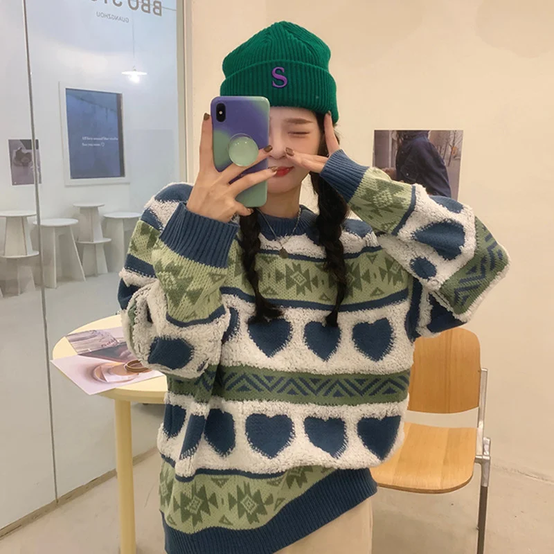 

Свитер женский трикотажный Повседневный с круглым вырезом и длинным рукавом