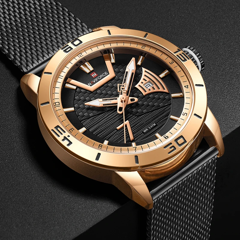 Часы наручные NAVIFORCE мужские из нержавеющей стали люксовые брендовые модные