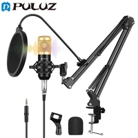 puluz condenser microphone studio broadcast professional singing microphone kits with suspension scissor arm metal shock mount