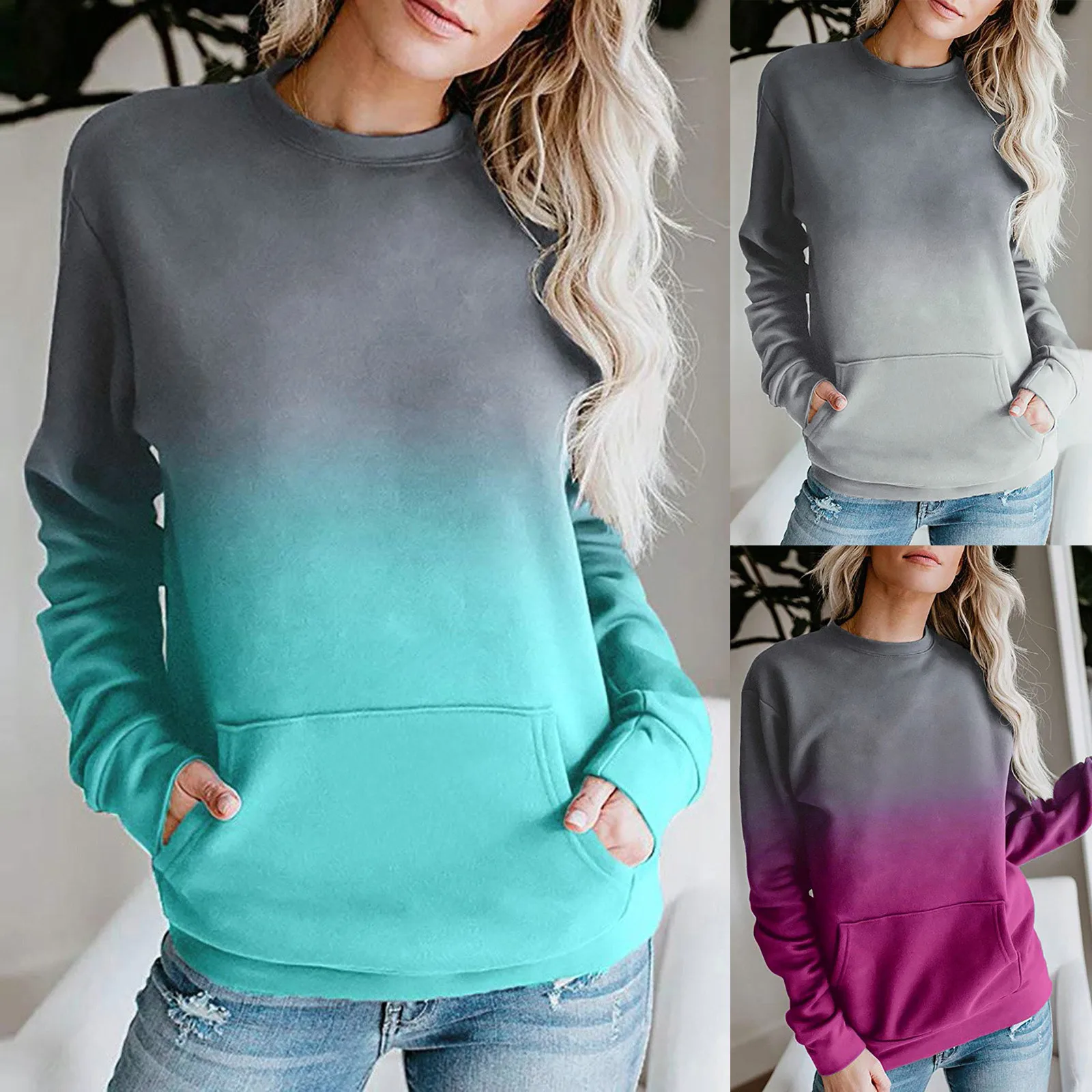 

Женский свитер большого размера с принтом Tie-dye, Топ с длинным рукавом