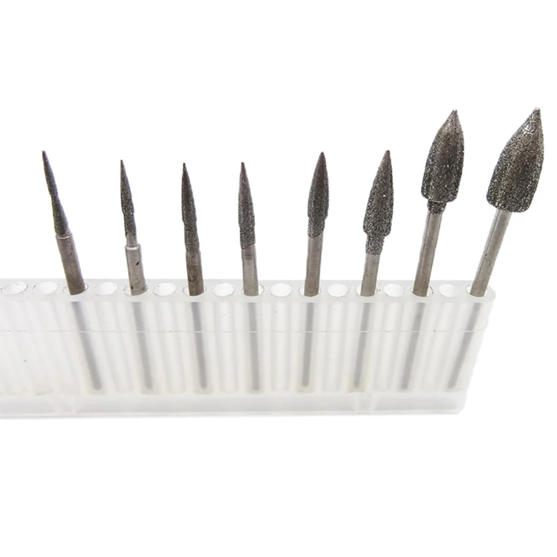 

8Pcs Metal Diamond Grinding Head Polishing Needle Bits Burrs Stone Carving Tool