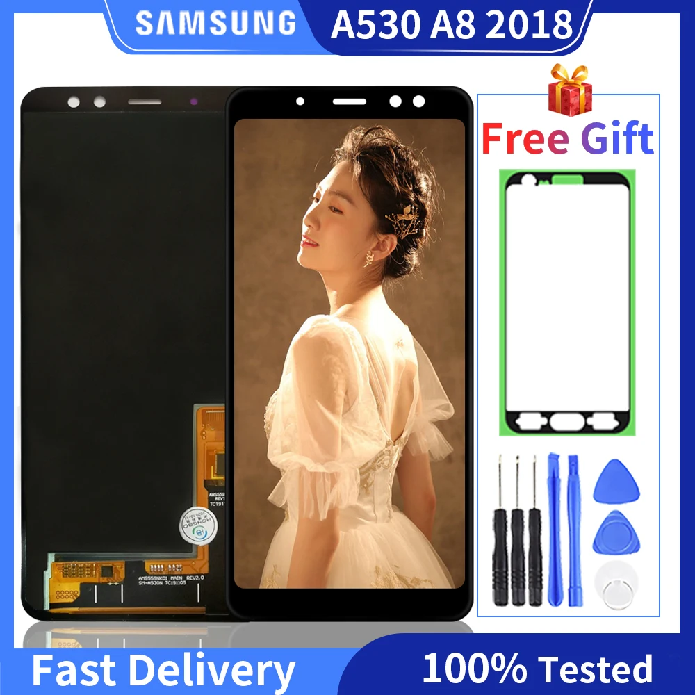100% протестированный ЖК дисплей Samsung Galaxy A8 2018 A530 для A530F A530A сменный сенсорный экран