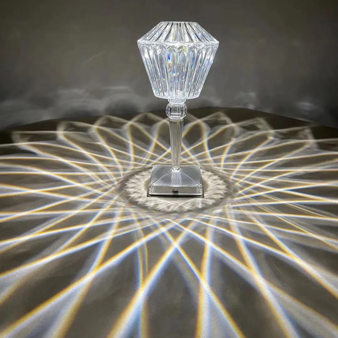 

Diamond LED Table Lamp Stepless Dimmable Acrylic Home Decoration Bedside Lamp Warm/Cold Lighting Touch Switch LED Night Light