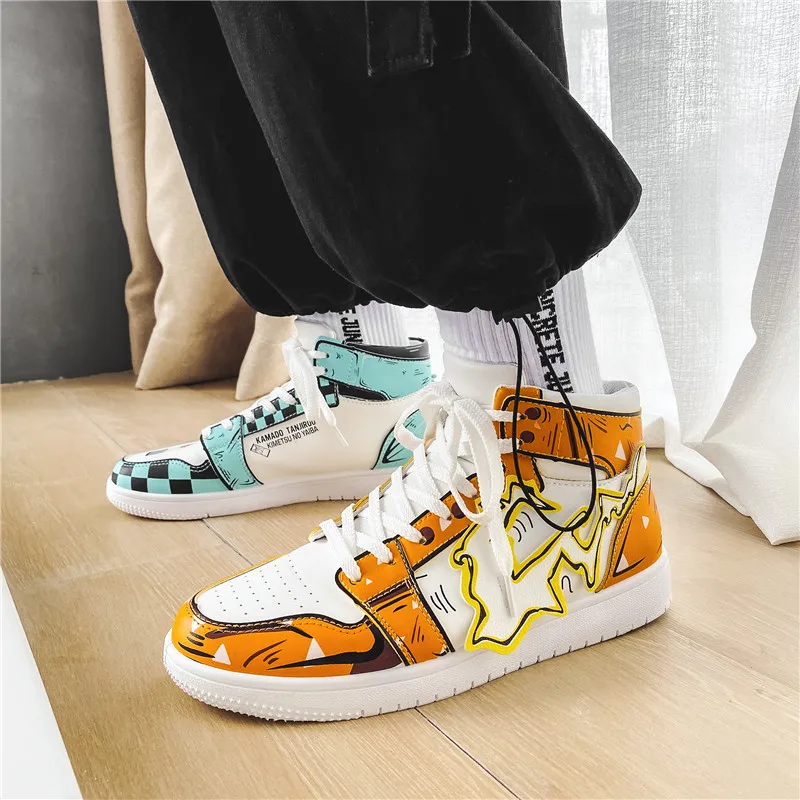 

Men Cartoon Sneakers Fashion Breathable Men's Casual High Top Shoes Outdoor Walking Shoes Male Light Sneakers