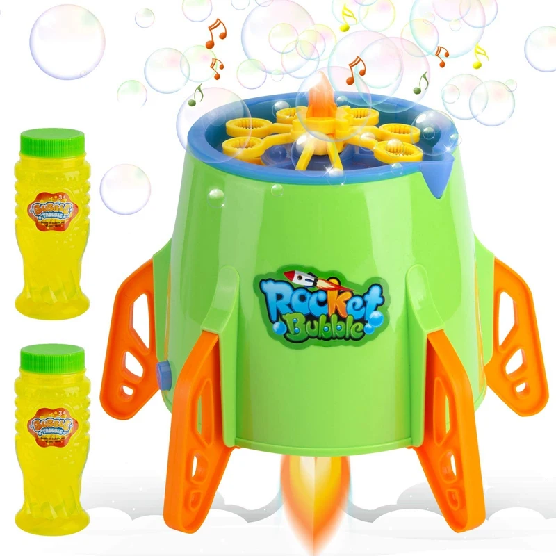 

Automatic Bubble Machine Rocket Bubble Blower Bubbles with Music & Light Bubble Maker for Toddlers Kids Outdoor Indoor