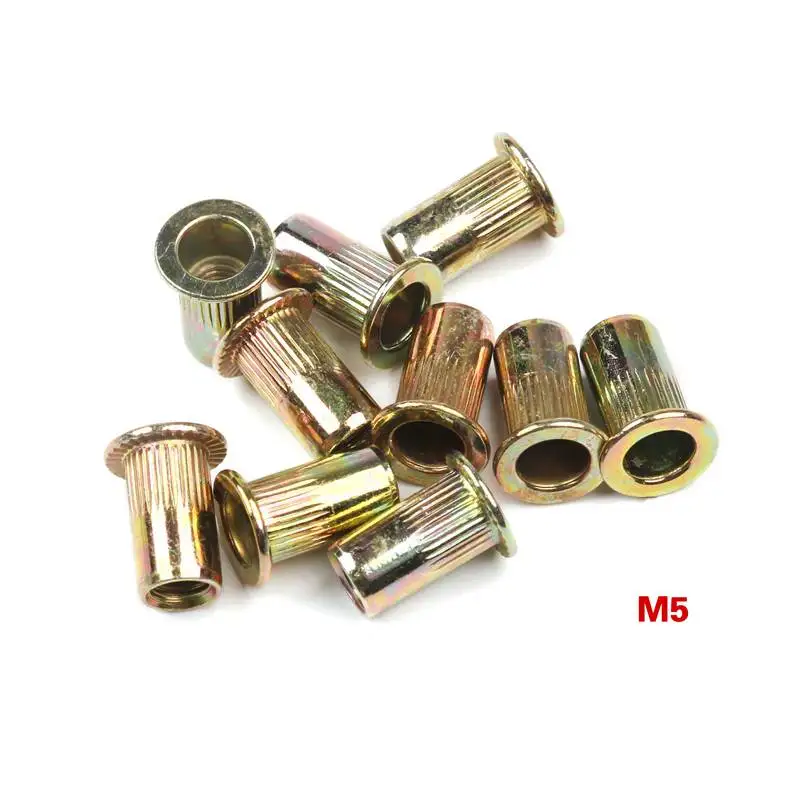 M5 10/20 шт./компл. M3 M4 M6 M8 M10 Углеродистая стальная заклепочная гайка заклепки с плоской головкой Гайки комплект гайки вставки клепки - Цвет: M5