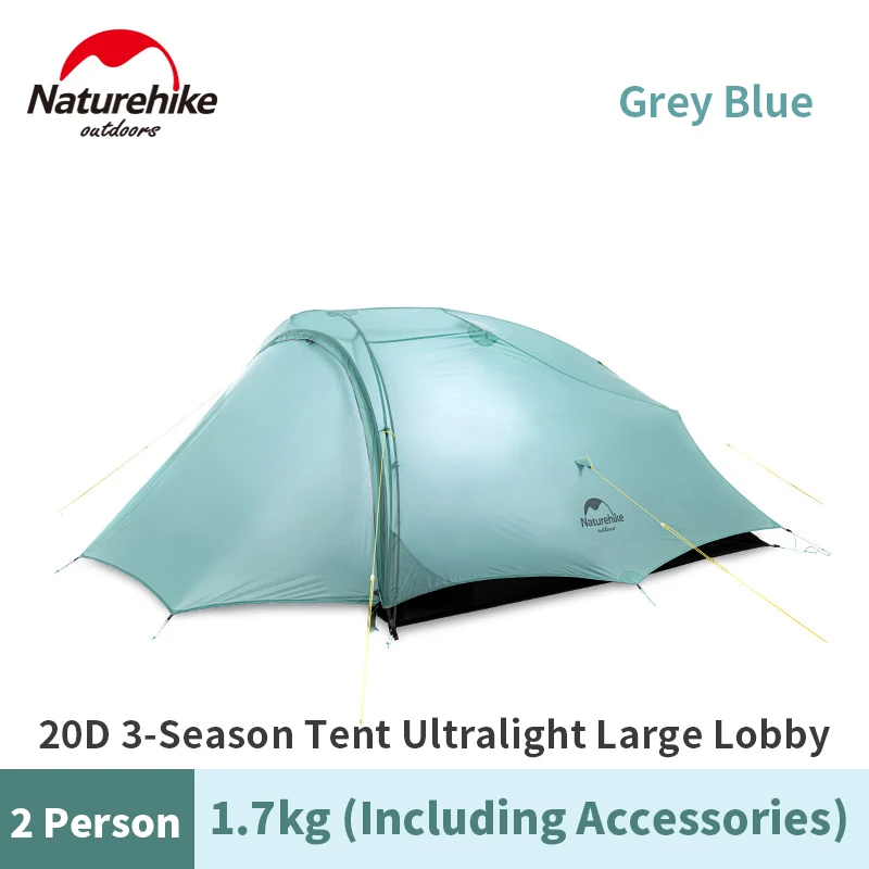 

Naturehike Tent 2 Person 1.7kg Ultralight 3 Seasons 20D Nylon Large Space Outdoor Camping Tent Whit Hallway Foyer NH20ZP091