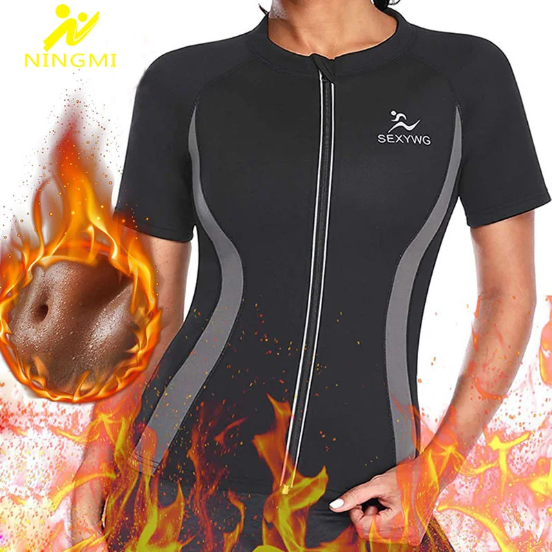 

NINGMI Slim Waist Trainer Cincher Belt for Women Slimming Shapewear Neoprene Sauna Vest Weight Loss Body Shaper Sport Top Blouse