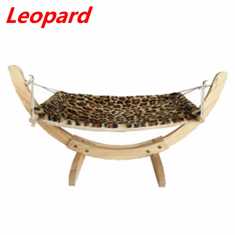 Leopard Гамак для питомцев кошка и собака Дерево Гамак гнездо собака кошка качели кровать легко собрать деревянные строительные принадлежности для домашних животных - Цвет: Leopard
