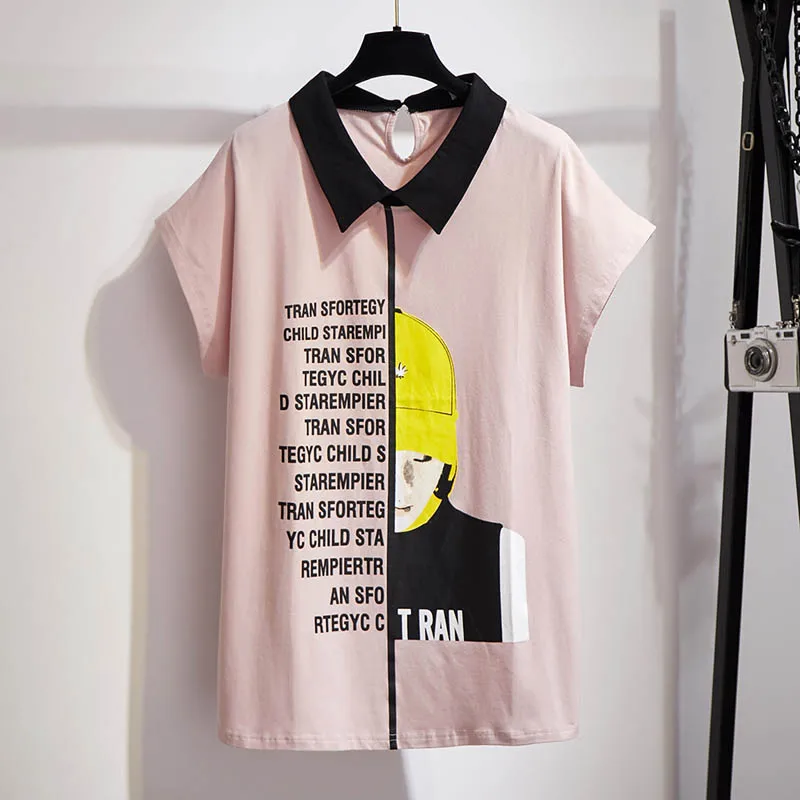 Женская футболка с надписью желтая/Розовая хлопковая Футболка принтом Размеры: