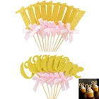 16 шт., блестящие бумажные топперы для капкейков, украшение для первого дня рождения день рождения для мальчиков и девочек, вечеринка для первого дня рождения