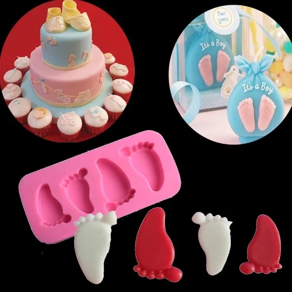 

1 Piece Baby Feet Shape Cake Mold Silicone DIY Chocolate Candy Jelly Decoration Fondant Mould Baby Shower Celebrate Cake Decor