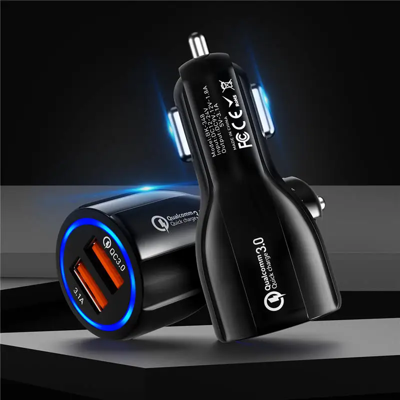 Автомобильное зарядное устройство GTWIN Quick Charge 3,0 USB для iPhone 11 Pro Max Xiaomi huawei P30 QC3.0 3.1A быстрое автомобильное зарядное устройство для телефона - Тип штекера: Universal Black
