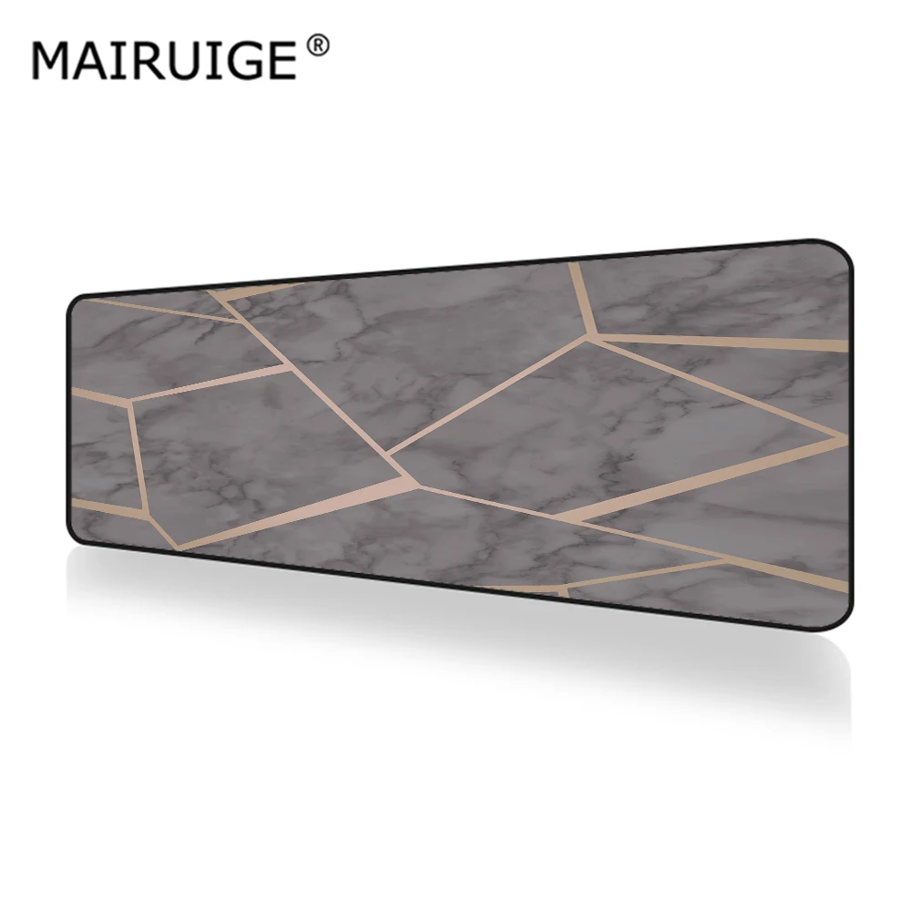 

Mouse Mat Large Mouse Pad Gamer Gaming Keyboard Pad Marble Black Gold Geometric Rectangle Line Texture Mousepad 90x40cm/80x30cm