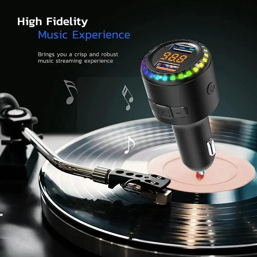 

Car Bluetooth Fm Transmitter Bluetooth Fm Audio Player Qc3.0 Fm Kit Hands-free Transmitter Fast Charge Supports Car Q6z7