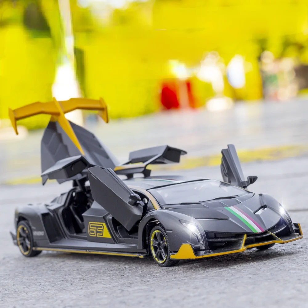 

1/32 ядовитая удлиненная модель спортивного автомобиля из сплава литая машина Расширенная Длина 5 шт. открывающиеся двери с светильник кой и ...