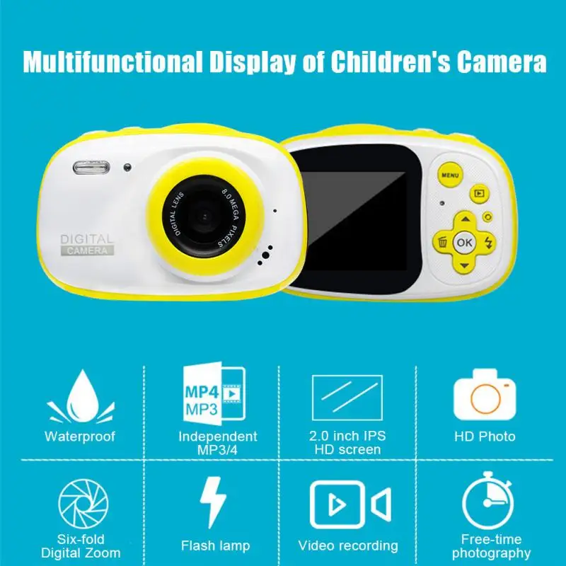 Подводная камера для детей 2 дюймов decogen игрушка и подарок 12MP HD водонепроницаемая цифровая камера 4X цифровой зум мини Экшн-камера