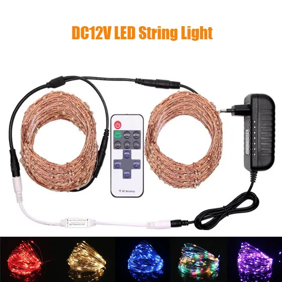 

DC12V LED String Light 10M 20M 30M 40M 50M 60M 80M 100M Copper Wire Fairy Christmas Holiday Decoration with Power and Remote