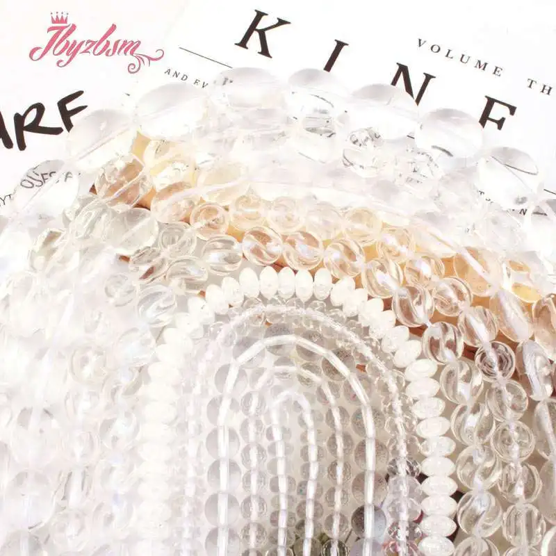 

Natural Genuine Crystal Rock Quartz White Spacer Stone Beads For Woman DIY Necklace Bracelet Earring Jewelry Making Strand 15"