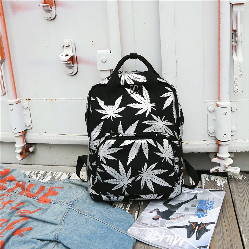 WEIXIER Now Korean Version of Maple Leaf Small Fresh Female Student Nylon Bags Casual Fashion Computer School Printing Bag LY-08 | Багаж и