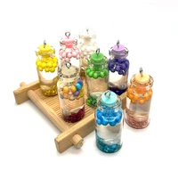 3 pcspack glass bottle pendant mini drink bottle pendant for diy jewelry ladies necklace and earring making accessories 16x42mm